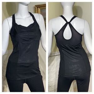 Cynthia Rowley Black Shimmer Cross Back Tank Top